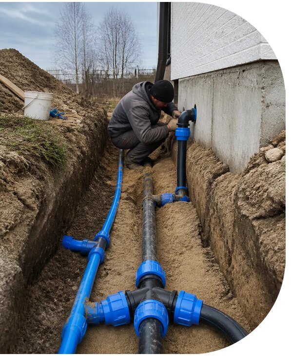 Монтаж наружного водопровода на участке под ключ в Нововоронеже